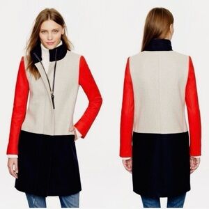 NWOT J Crew colorblock wool pea coat 8 Petite 8P
